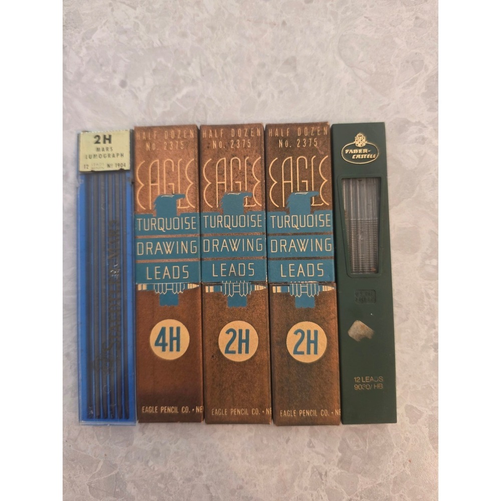 Vintage Eagle Turquoise Faber-Castell Staedtler Drafting Lead Lot 4H 2H HB